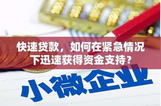 龙泉驿快速贷款，如何在紧急情况下迅速获得资金支持？