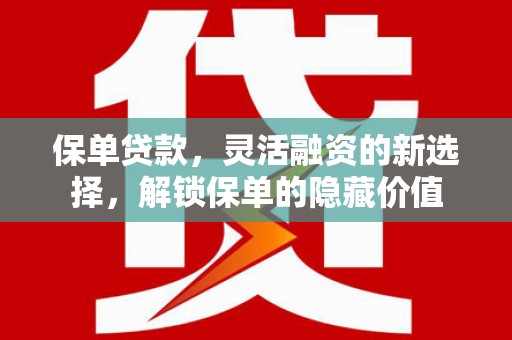 龙泉驿保单贷款，灵活融资的新选择，解锁保单的隐藏价值