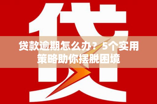 龙泉驿贷款逾期怎么办？5个实用策略助你摆脱困境