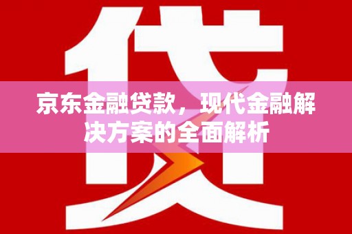 龙泉驿京东金融贷款，现代金融解决方案的全面解析