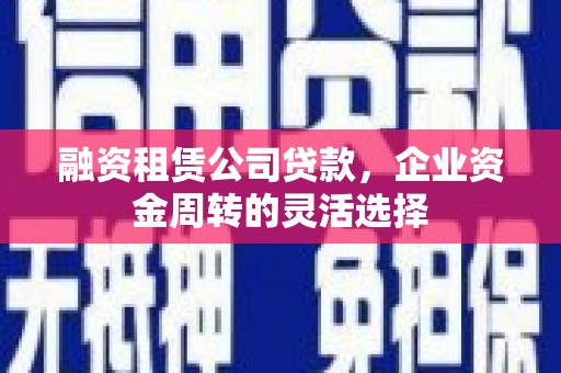 龙泉驿融资租赁公司贷款，企业资金周转的灵活选择