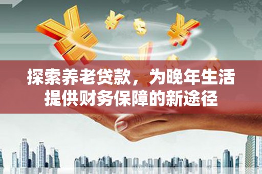 龙泉驿探索养老贷款，为晚年生活提供财务保障的新途径