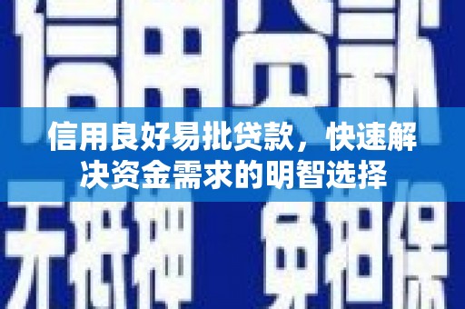 龙泉驿信用良好易批贷款，快速解决资金需求的明智选择