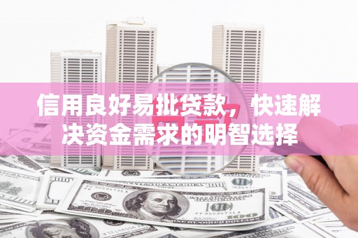 龙泉驿信用良好易批贷款，快速解决资金需求的明智选择