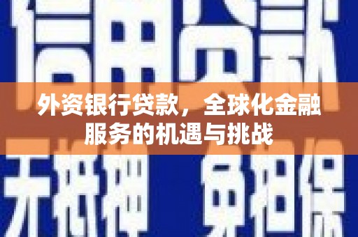 龙泉驿外资银行贷款，全球化金融服务的机遇与挑战