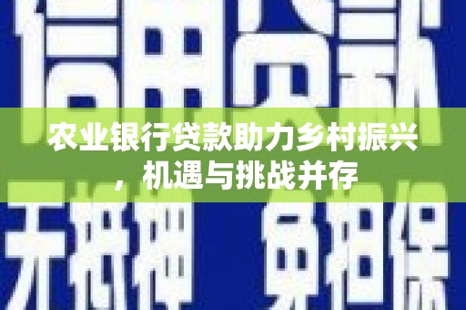 龙泉驿农业银行贷款助力乡村振兴，机遇与挑战并存