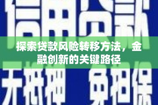 龙泉驿探索贷款风险转移方法，金融创新的关键路径